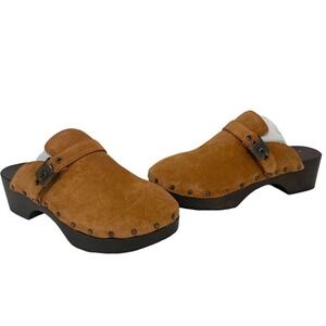 Dr. Scholl's | Original Clog Pecan Leather Suede Slip On Mules Comfort Casual- 7